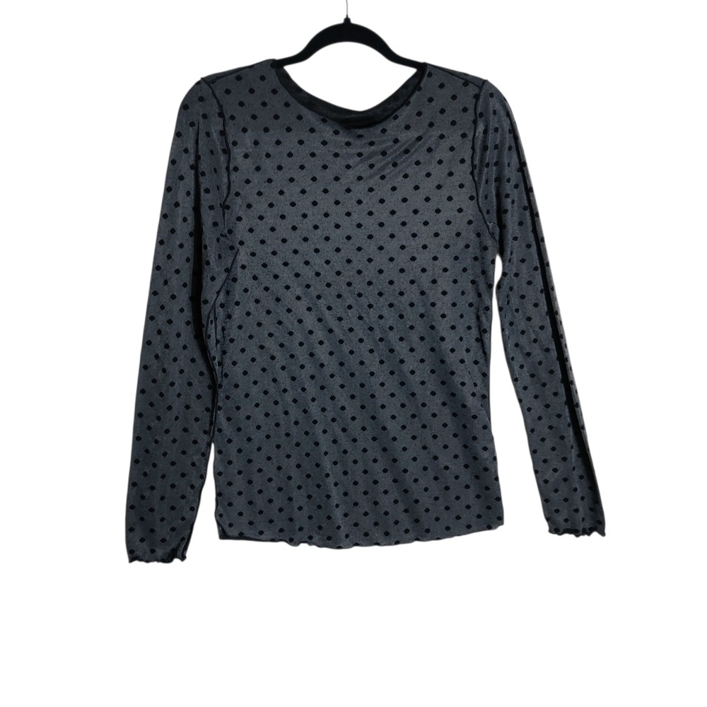 Cut Loose Women Grey Black Polka Dot Long Sleeve Top Size M 5387234